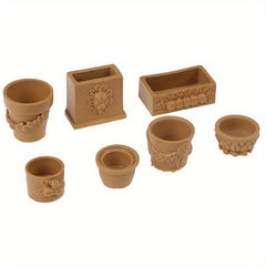 7-Piece Bonsai Flower Pot Set for 1:12 Dollhouse Fairy Garden Decor