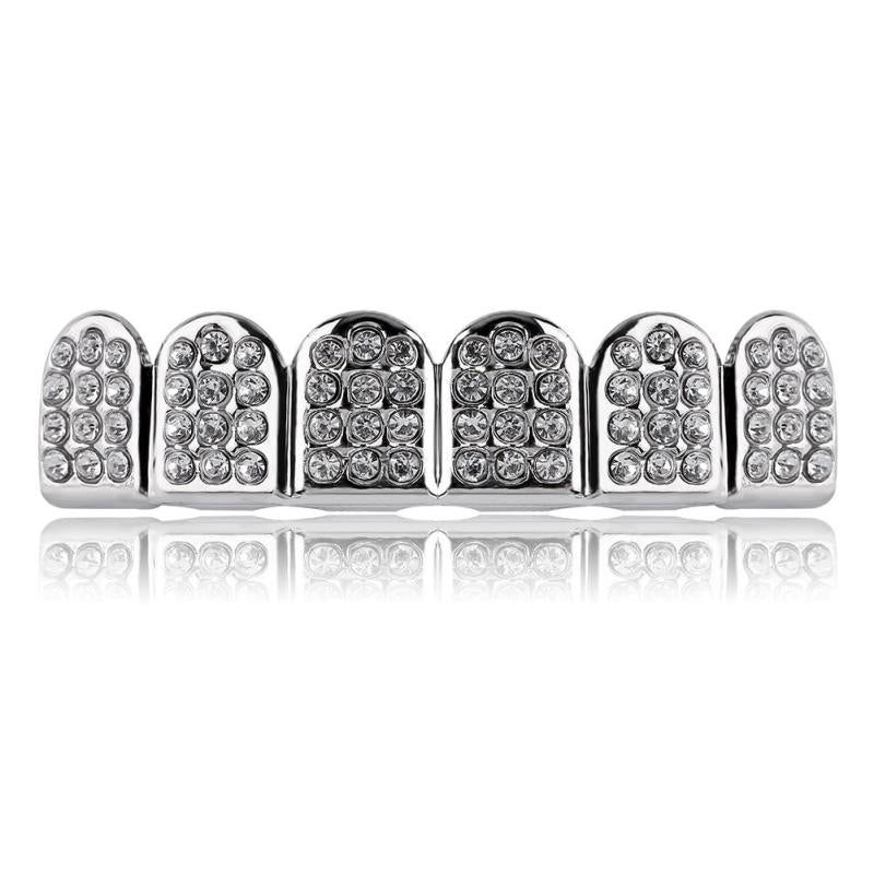 18K Plated Iced Out Diamond Grills Top & Bottom Teeth Braces