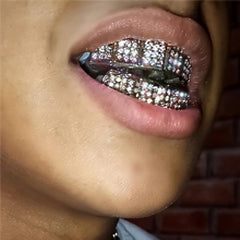18K Plated Iced Out Diamond Grills Top & Bottom Teeth Braces