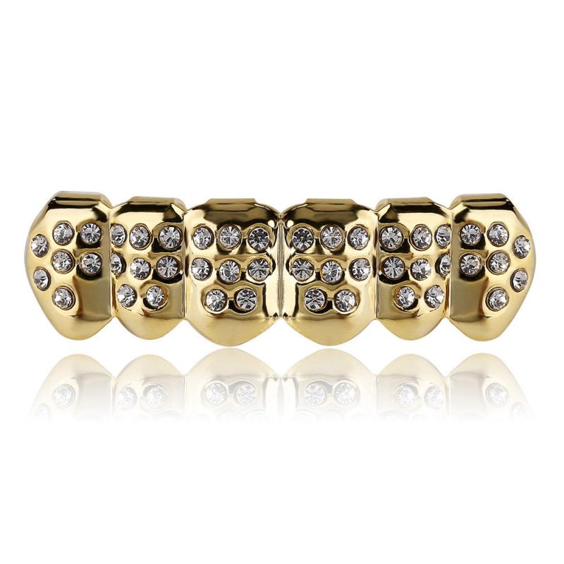 18K Plated Iced Out Diamond Grills Top & Bottom Teeth Braces
