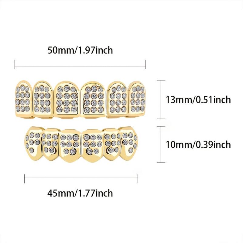 18K Plated Iced Out Diamond Grills Top & Bottom Teeth Braces