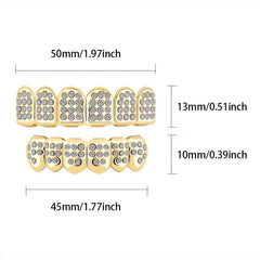 18K Plated Iced Out Diamond Grills Top & Bottom Teeth Braces