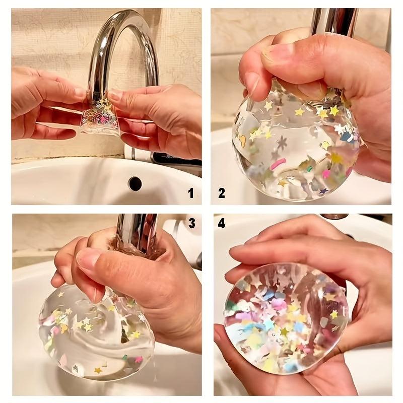 12 Nano Glitter Bubble Set with Nano Tape, Colorful Glitter, Foam Ball, Straws