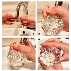 12 Nano Glitter Bubble Set with Nano Tape, Colorful Glitter, Foam Ball, Straws