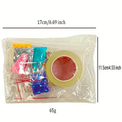 12 Nano Glitter Bubble Set with Nano Tape, Colorful Glitter, Foam Ball, Straws