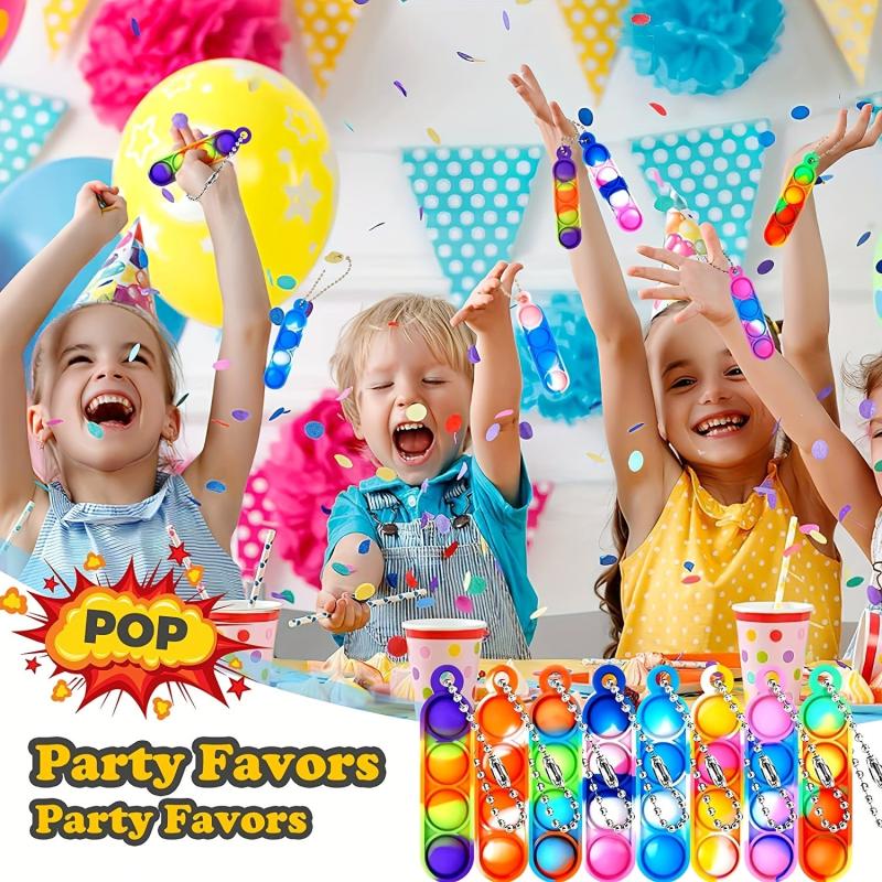 30pcs Mini Pop Keychain Fidget Toys Bulk Party Favors Sensory Toys for Kids
