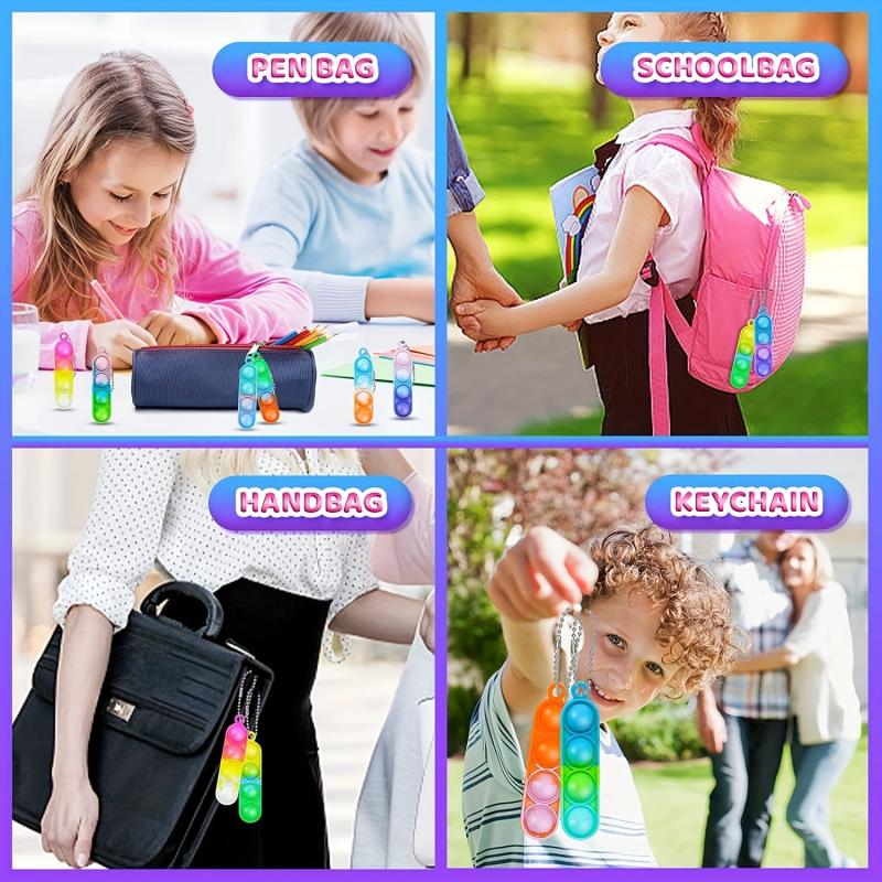 30pcs Mini Pop Keychain Fidget Toys Bulk Party Favors Sensory Toys for Kids
