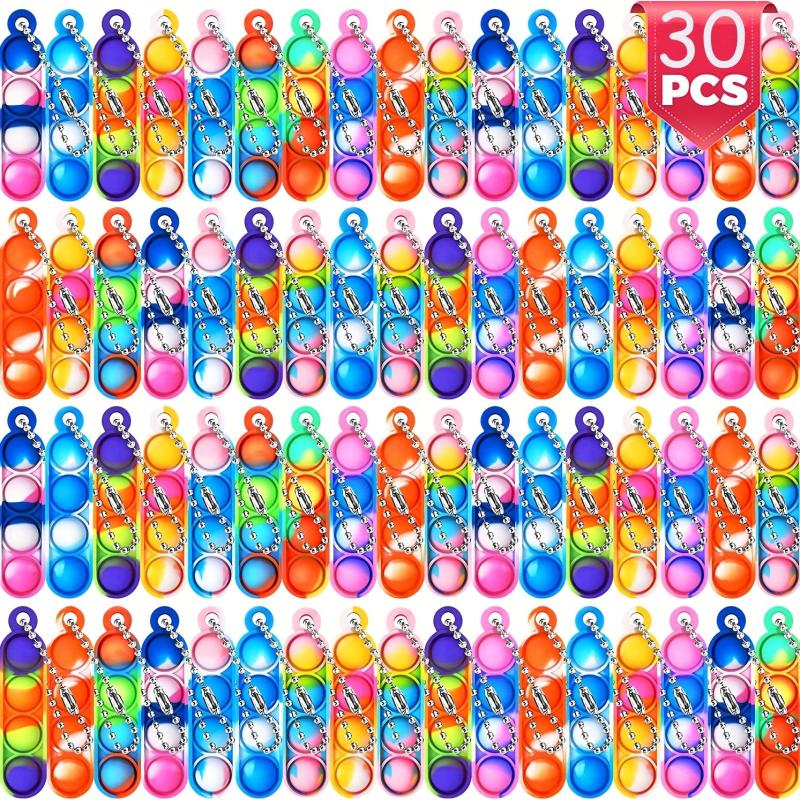 30pcs Mini Pop Keychain Fidget Toys Bulk Party Favors Sensory Toys for Kids