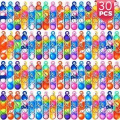 30pcs Mini Pop Keychain Fidget Toys Bulk Party Favors Sensory Toys for Kids
