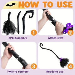 Halloween Witch Broom Props Performance Role playing Party Clothing Decoration