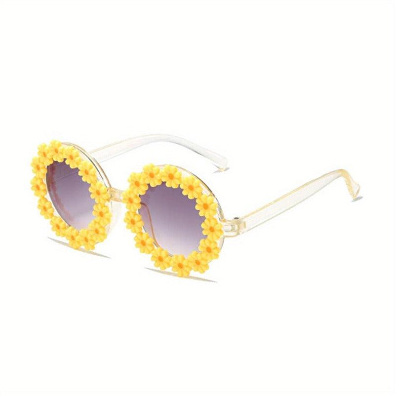 5pcs Girls Round Flower Sunglasses UV Protection Glasses for Kids