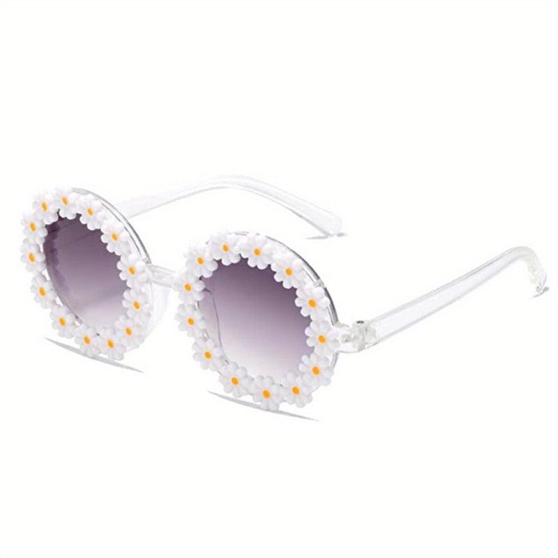 5pcs Girls Round Flower Sunglasses UV Protection Glasses for Kids