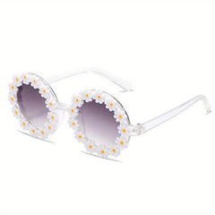 5pcs Girls Round Flower Sunglasses UV Protection Glasses for Kids
