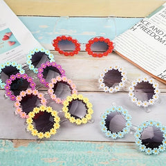 5pcs Girls Round Flower Sunglasses UV Protection Glasses for Kids