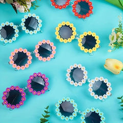 5pcs Girls Round Flower Sunglasses UV Protection Glasses for Kids