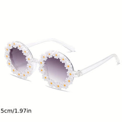5pcs Girls Round Flower Sunglasses UV Protection Glasses for Kids