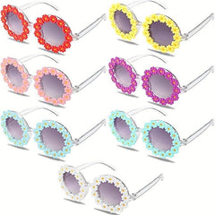 5pcs Girls Round Flower Sunglasses UV Protection Glasses for Kids