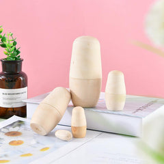 5-Layer Wooden Nesting Dolls DIY Puzzle Toys for Children Home Decor