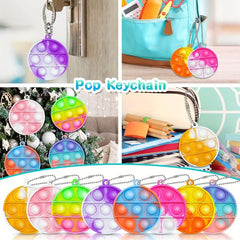 12pcs Random Round 5 Pop Fidget Keychain Toy
