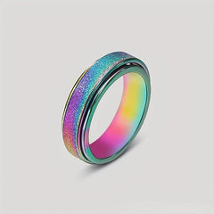 Rainbow Titanium Steel Ring Men Women 7-11 Sizes 6MM