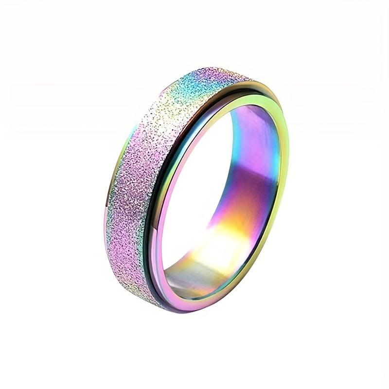Rainbow Titanium Steel Ring Men Women 7-11 Sizes 6MM