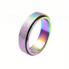 Rainbow Titanium Steel Ring Men Women 7-11 Sizes 6MM