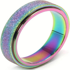 Rainbow Titanium Steel Ring Men Women 7-11 Sizes 6MM
