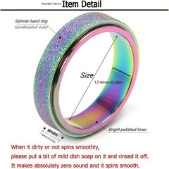 Rainbow Titanium Steel Ring Men Women 7-11 Sizes 6MM