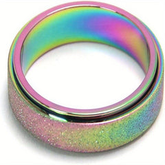 Rainbow Titanium Steel Ring Men Women 7-11 Sizes 6MM