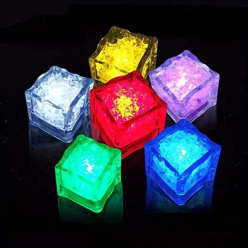 LED Colorful Glitter Ice Cube Light Water Bar KTV Induction