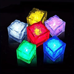 LED Colorful Glitter Ice Cube Light Water Bar KTV Induction