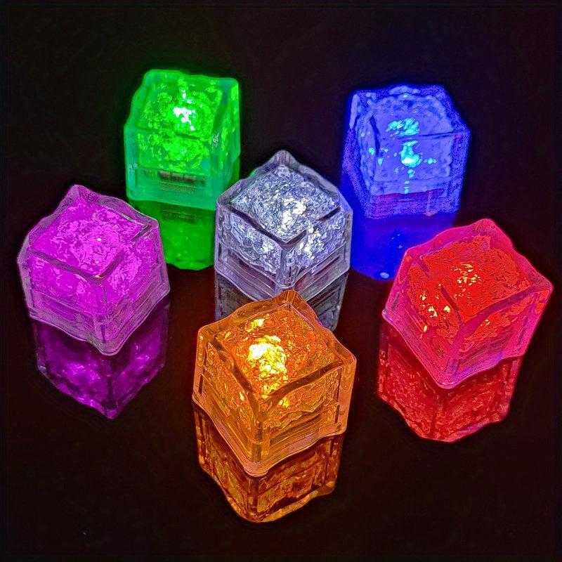 LED Colorful Glitter Ice Cube Light Water Bar KTV Induction