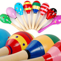 Wooden Sand Hammer & Cartoon Maracas Set