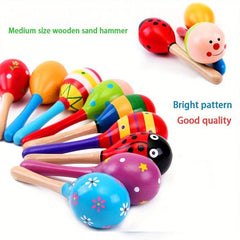 Wooden Sand Hammer & Cartoon Maracas Set