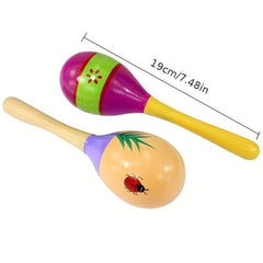 Wooden Sand Hammer & Cartoon Maracas Set