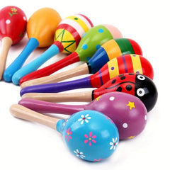 Wooden Sand Hammer & Cartoon Maracas Set