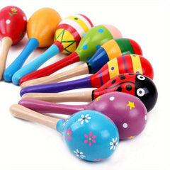 Wooden Sand Hammer & Cartoon Maracas Set