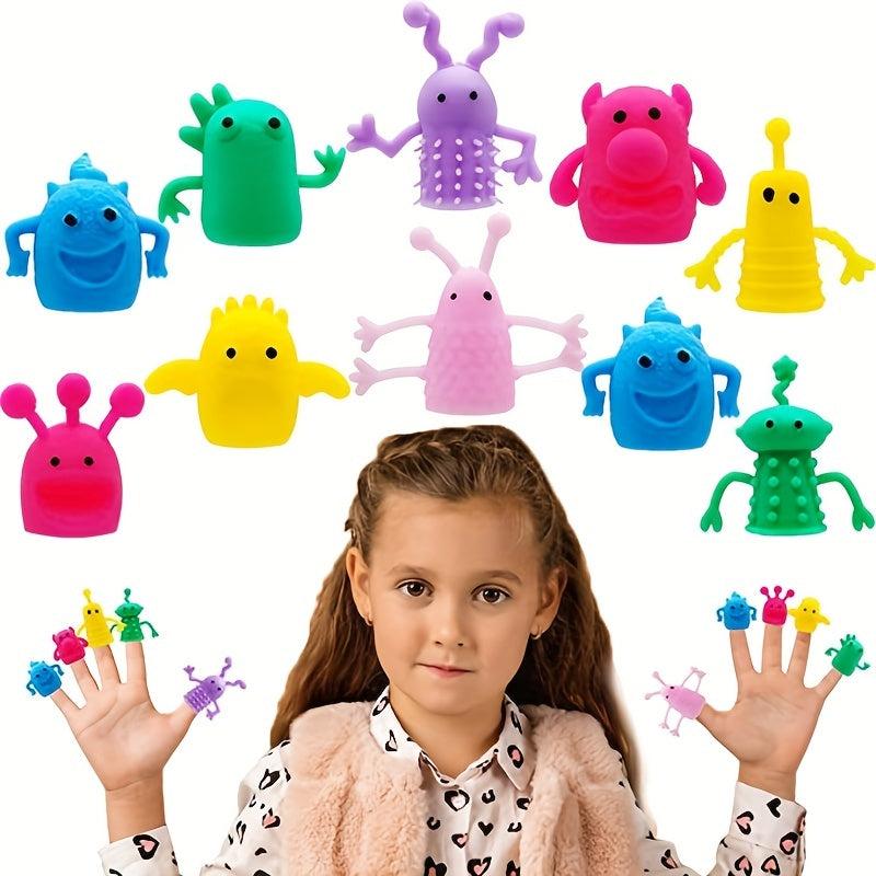 10pcs Monster Stretchy Finger Puppets Fidget Toys Kids Educational Finger Toy