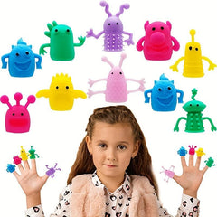 10pcs Monster Stretchy Finger Puppets Fidget Toys Kids Educational Finger Toy