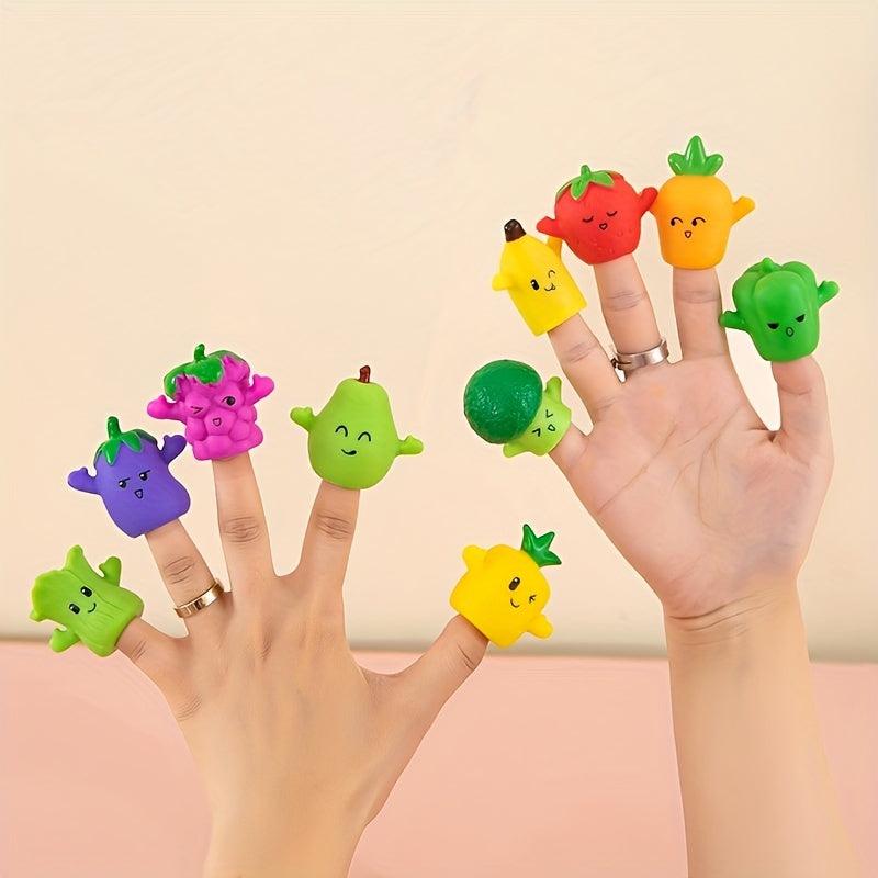 5pcs PVC Fruit Finger Puppets Educational Puppets Kids Baby Finger Toys