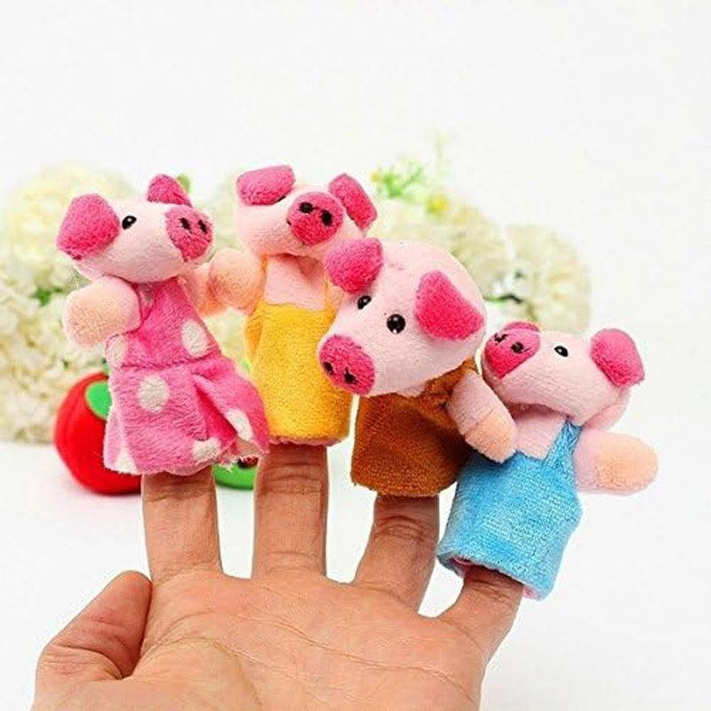8pcs Three Little Pigs Animal Finger Puppet Toy Plush Puppet Story Doll