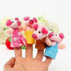 8pcs Three Little Pigs Animal Finger Puppet Toy Plush Puppet Story Doll