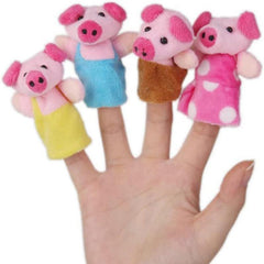 8pcs Three Little Pigs Animal Finger Puppet Toy Plush Puppet Story Doll