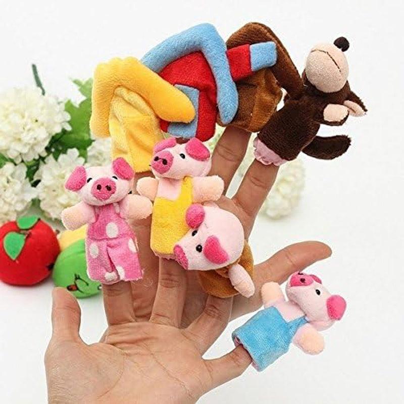 8pcs Three Little Pigs Animal Finger Puppet Toy Plush Puppet Story Doll