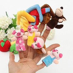 8pcs Three Little Pigs Animal Finger Puppet Toy Plush Puppet Story Doll