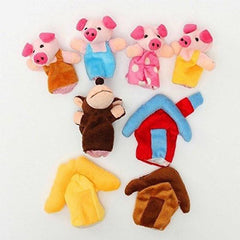 8pcs Three Little Pigs Animal Finger Puppet Toy Plush Puppet Story Doll