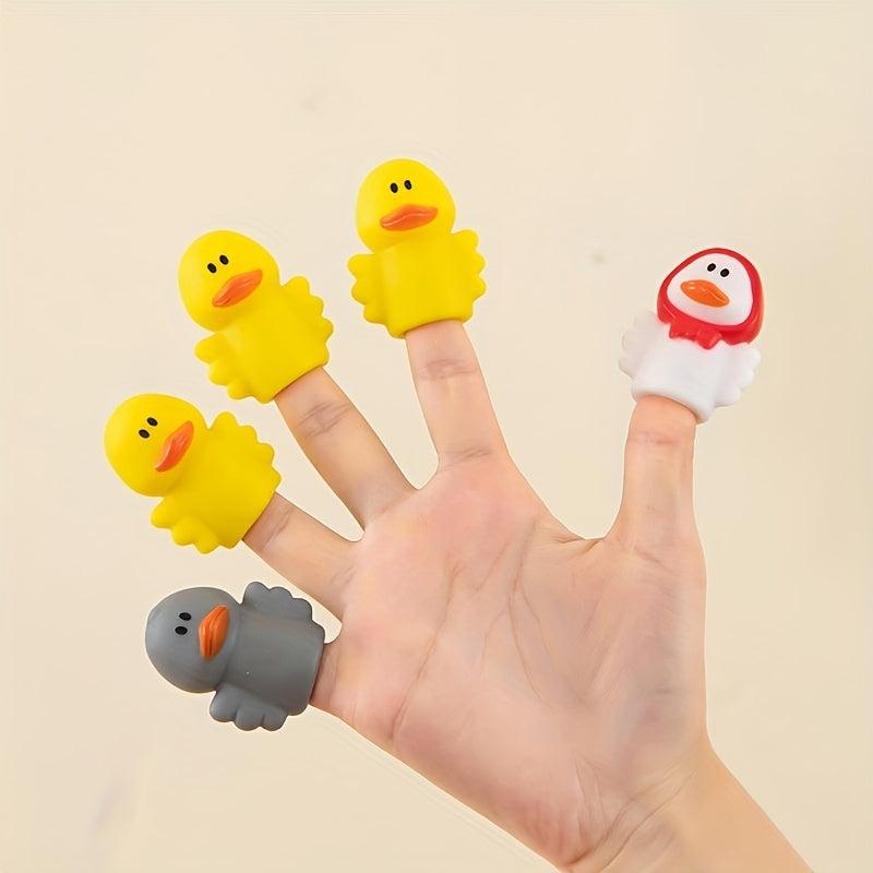 5pcs Mini Plush Finger Puppet Baby Toys - Educational Cartoon Animals PVC Dolls
