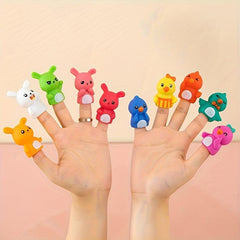5pcs Mini Plush Finger Puppet Baby Toys - Educational Cartoon Animals PVC Dolls