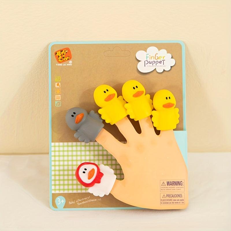 5pcs Mini Plush Finger Puppet Baby Toys - Educational Cartoon Animals PVC Dolls