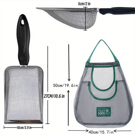 Mesh Shovel & Bag Set for Beach Treasure Hunt